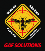 Le logo de gaf solutions montre une abeille dans une cible.