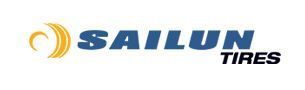 Sailun Tires logo with blue text and yellow swirl emblem on a white background
