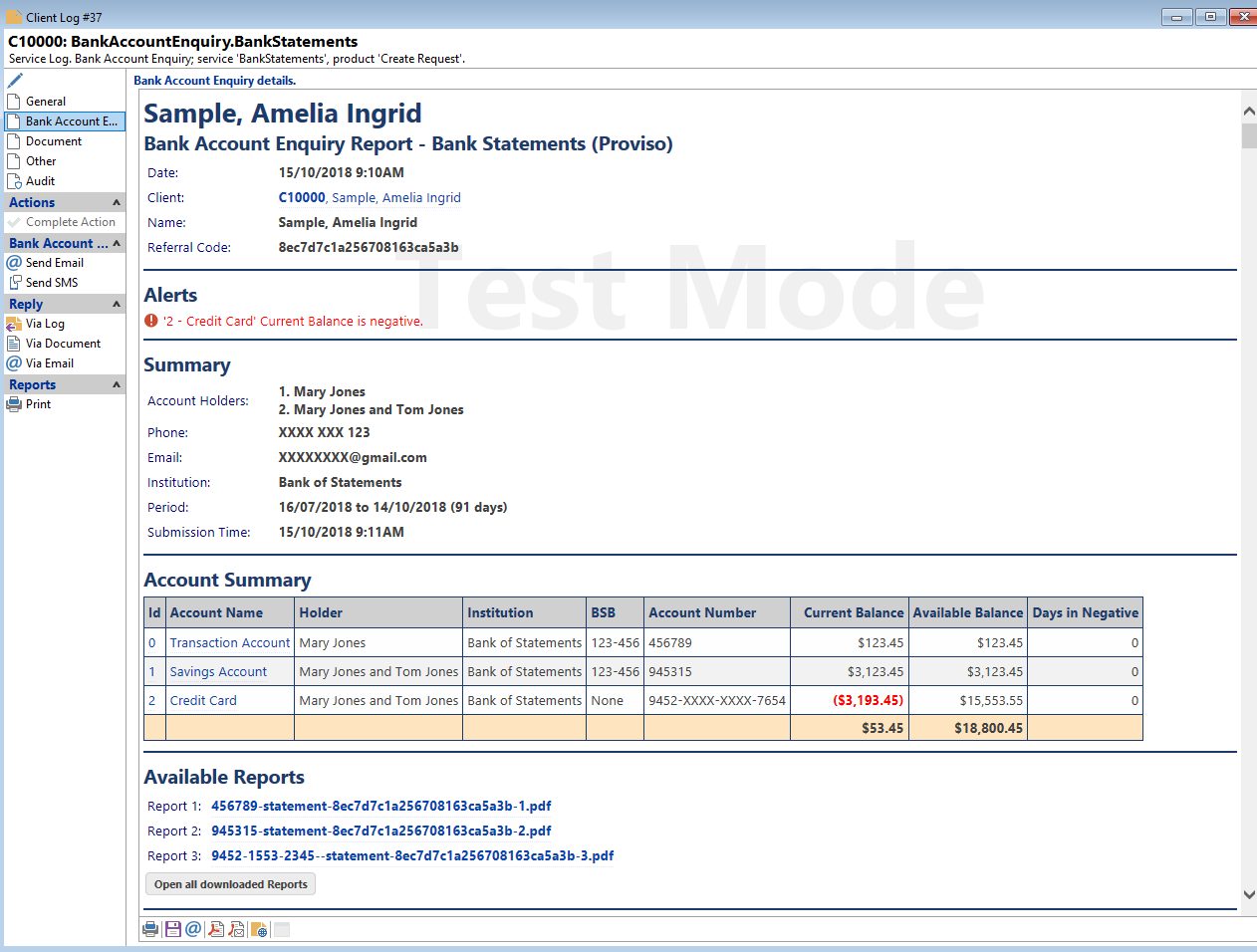 finPOWER Connect Bank Account Enquiry