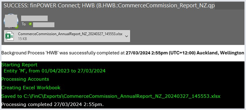 A screenshot of a computer screen showing a success message.