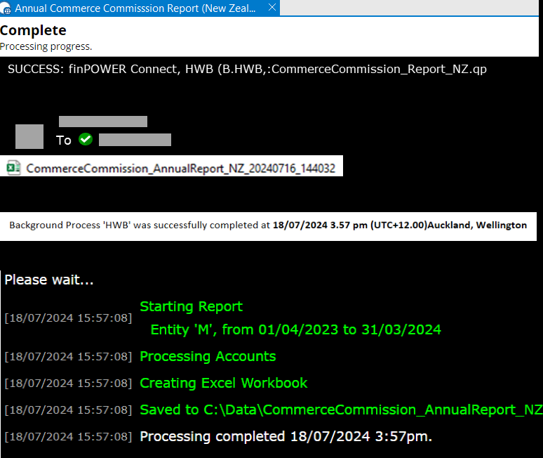 A screenshot of a computer screen that says ACCR (NZ) complete