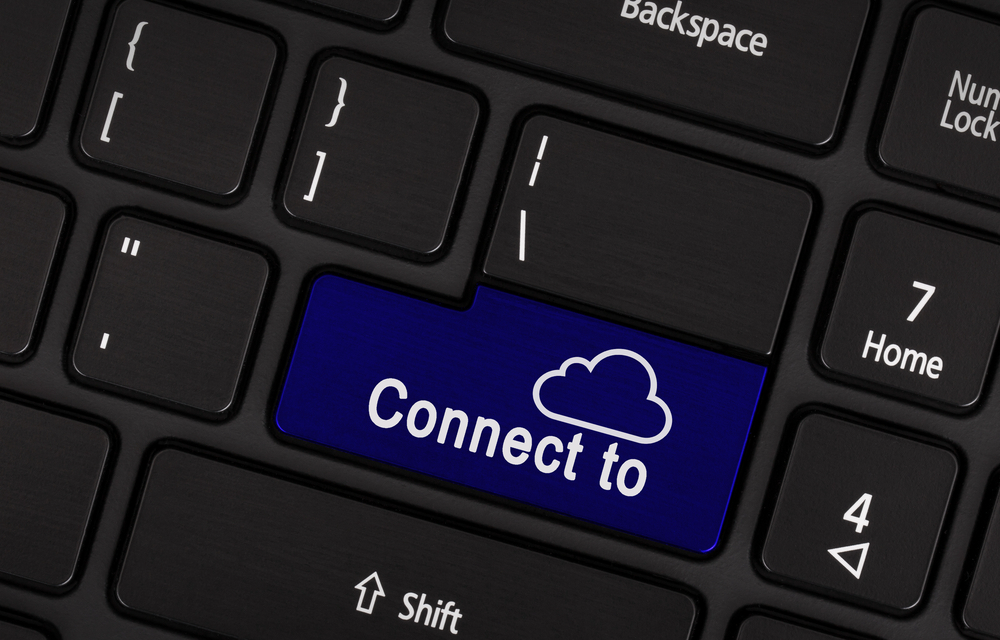 A folder with a cloud next to it on a gray background.