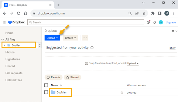 Screenshot of Sharepoint screen showing a folder called Docman and mbsl