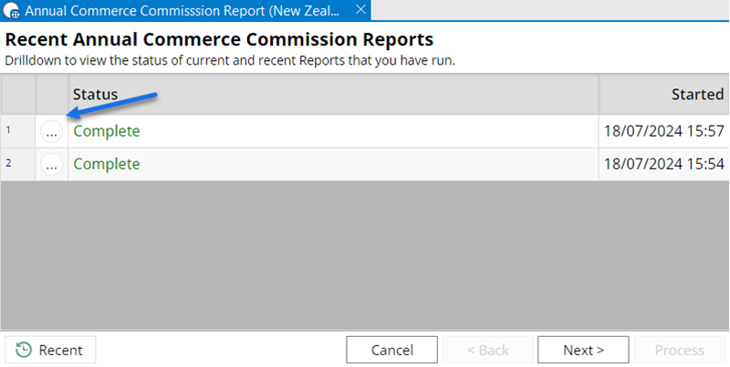 A computer screen shows a list of recent annual commerce commission reports.