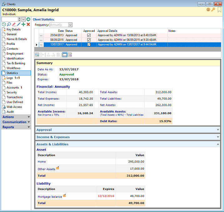 finPOWER Connect Client Statistics