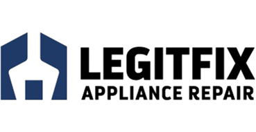 The logo for legitfix appliance repair is blue and black.