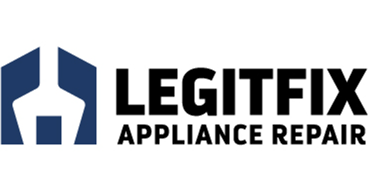 The logo for legitfix appliance repair is blue and black.