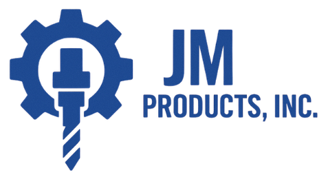 Blue logo: gear and drill bit, 