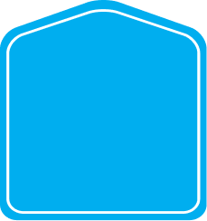 Blue shield-shaped graphic with rounded corners and a white outline.