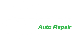 White logo with the words 