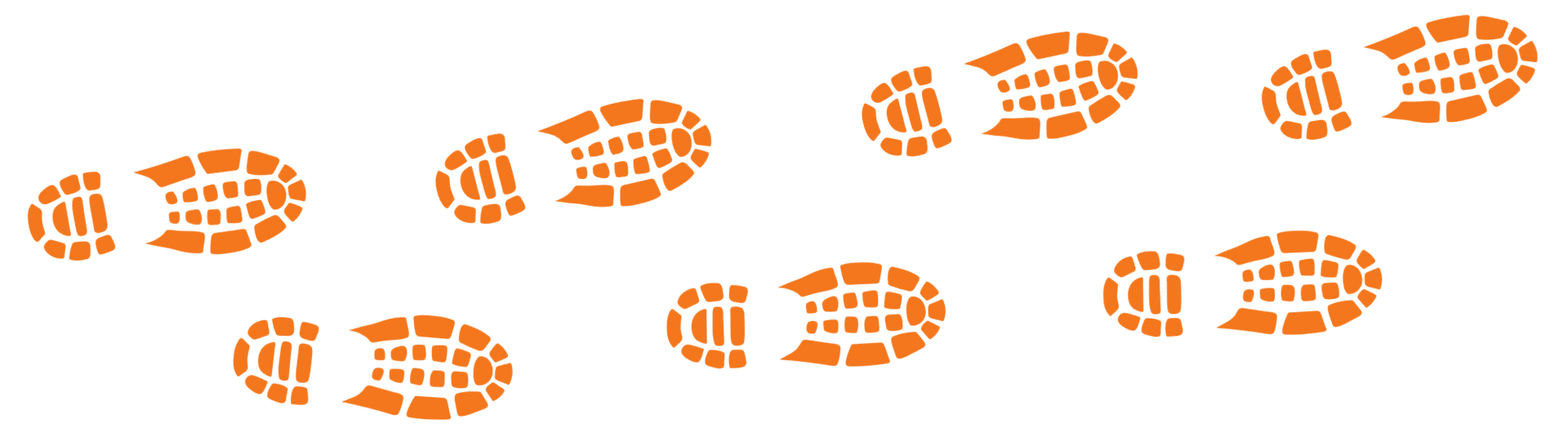 A set of orange footprints on a white background.