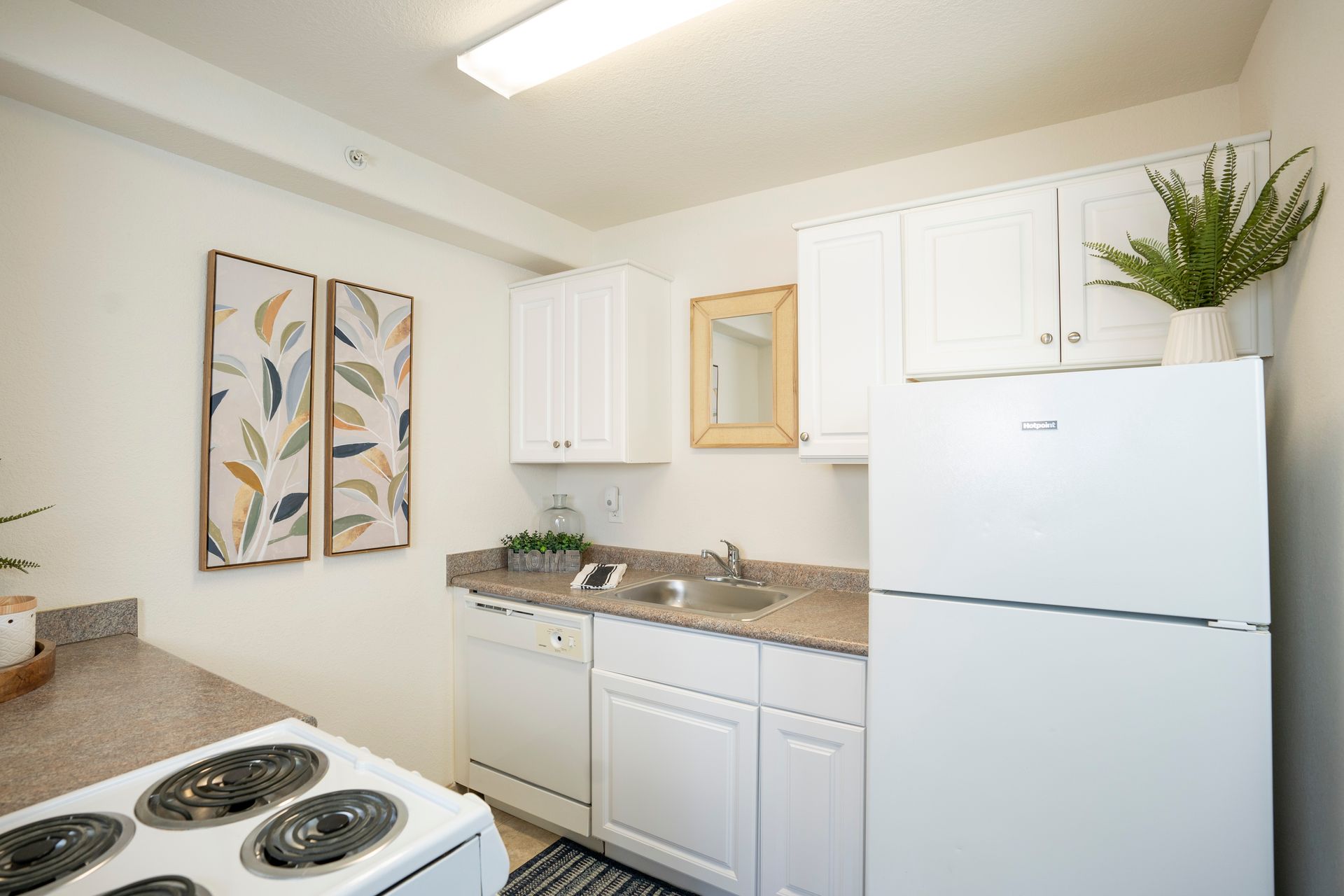 another angle of a white kitchen