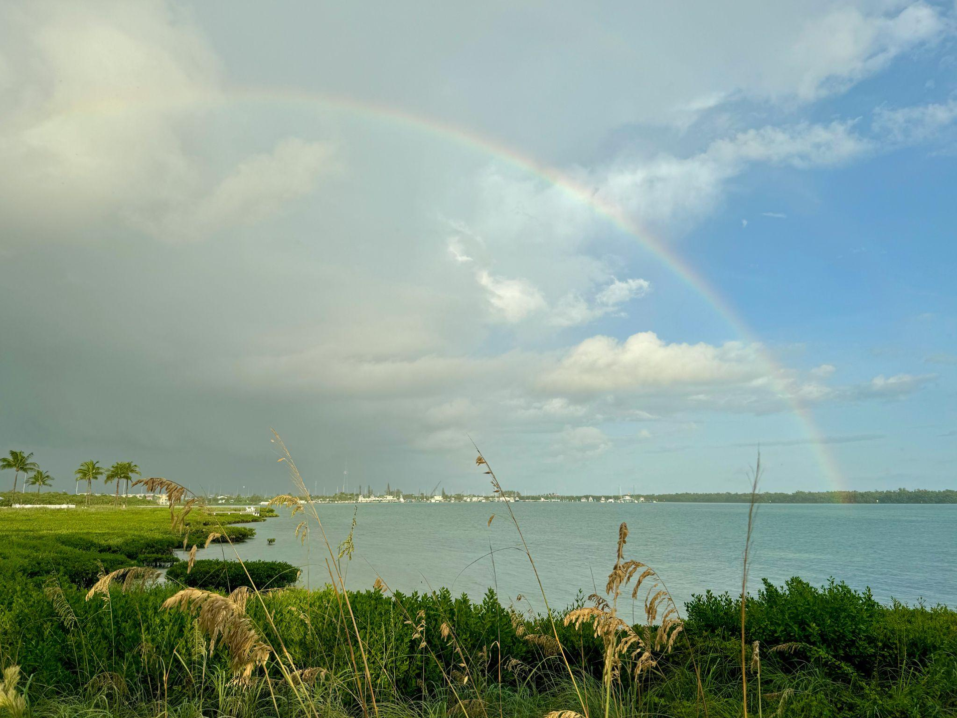 View of the sea with a rainbow