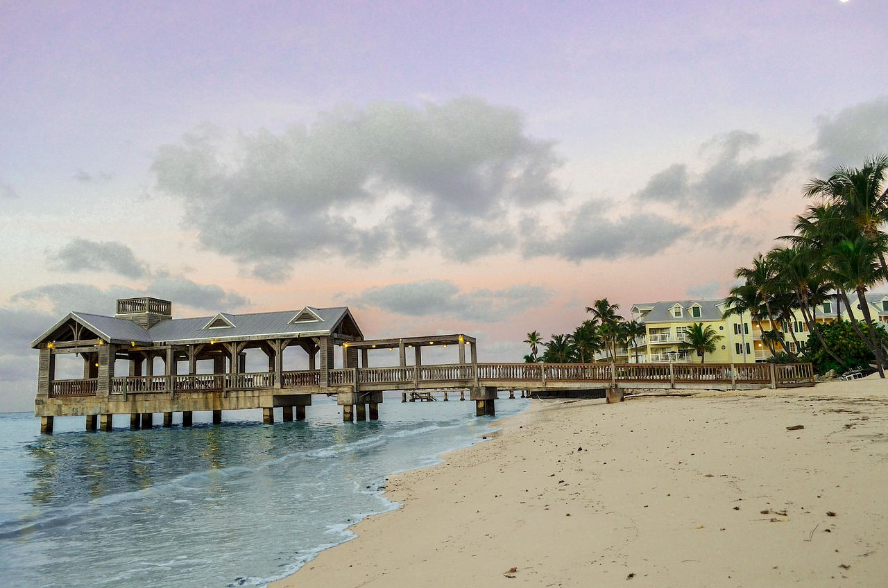 view of a pier by the sea shore in Key West