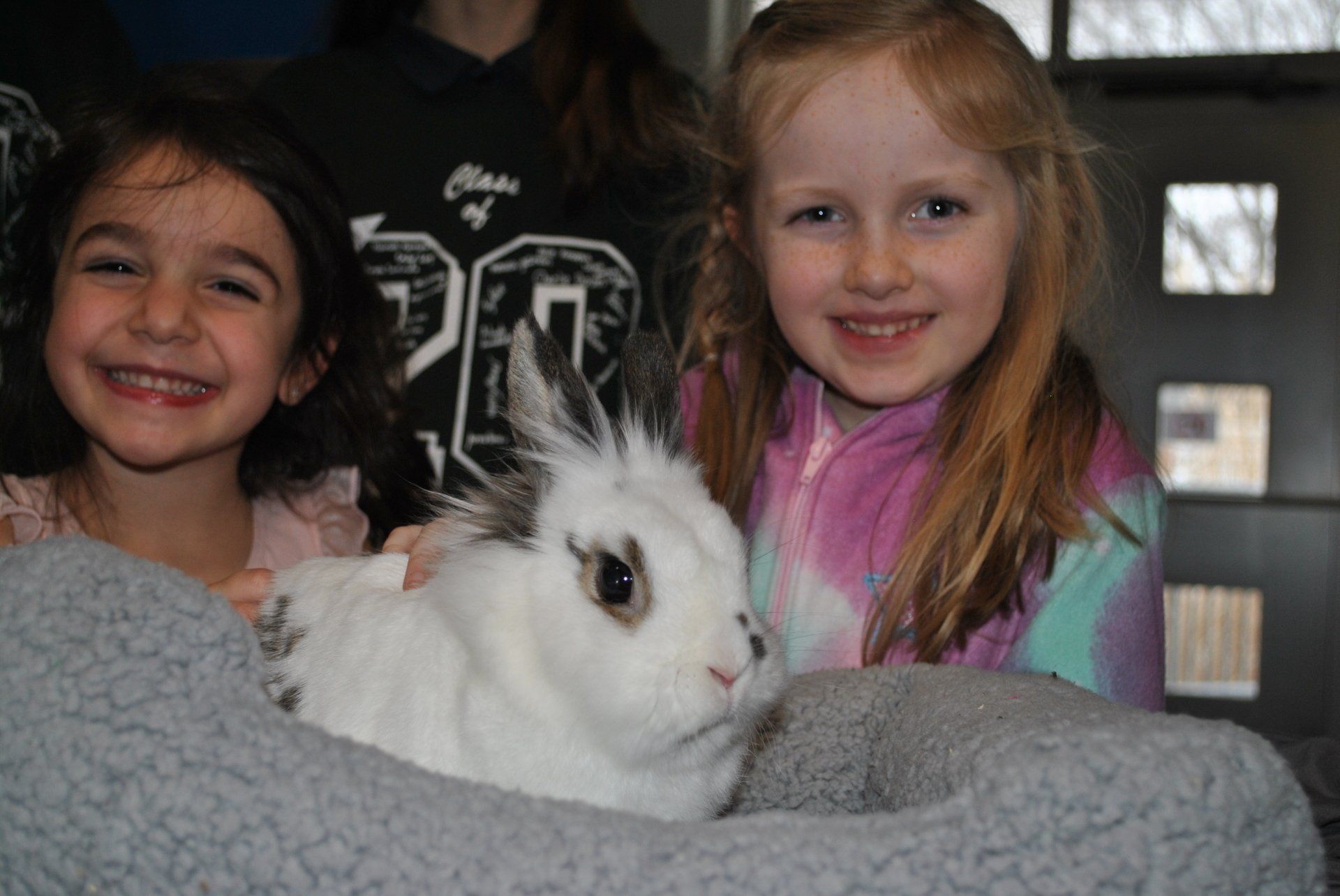 chicago kid party dj little girls with dwarf rabbit