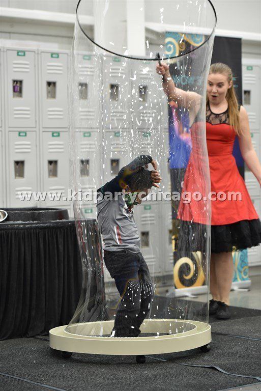 kid party Chicago bubble show child in bubble