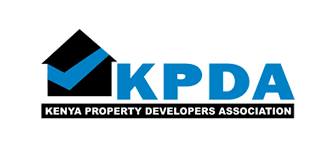 Logo of Kenya Property Developers Association: black house with blue checkmark, blue 