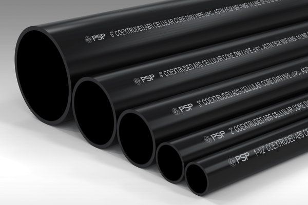 different sizes of black ABS pipes