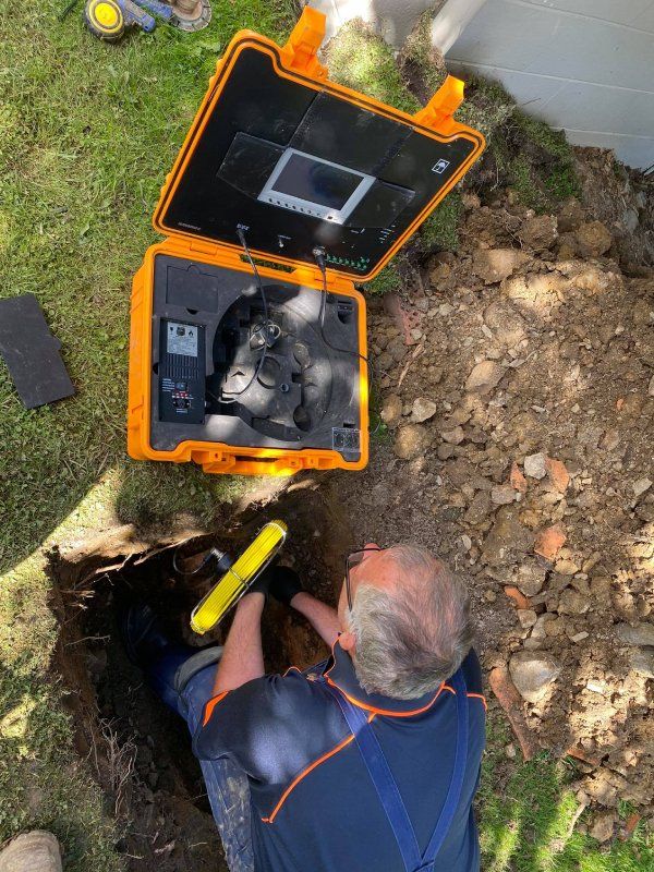 expert plumber inspecting drains using drainage camera