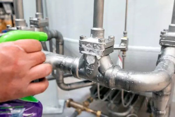 Gas leak check using soap