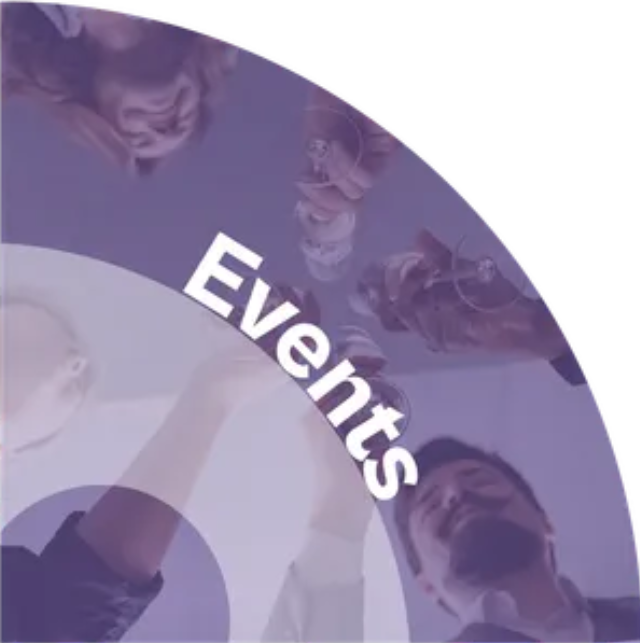 A purple circle with the word events on it