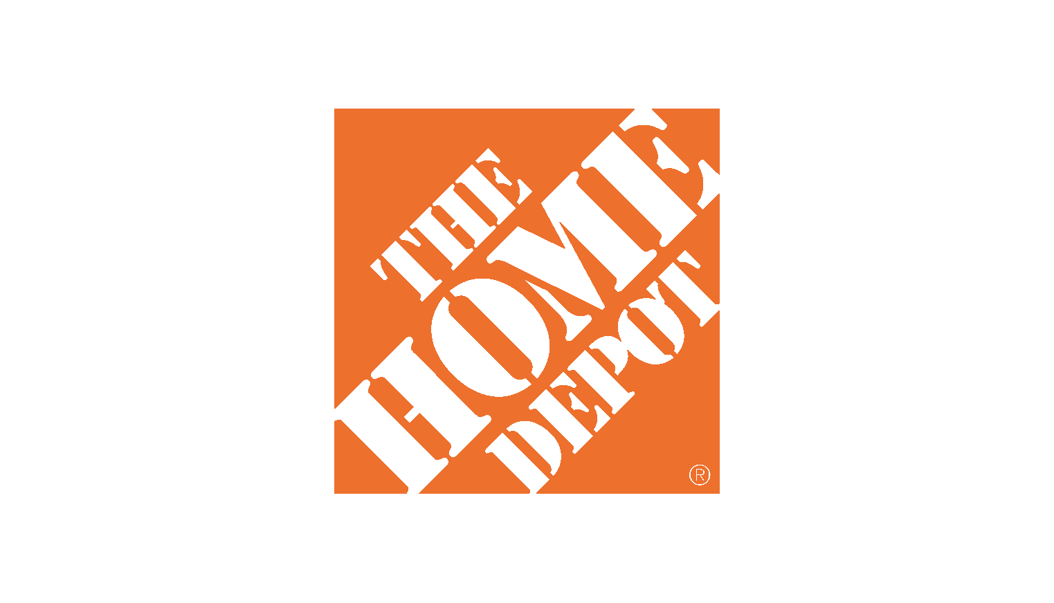 The home depot logo is orange and white on a white background.