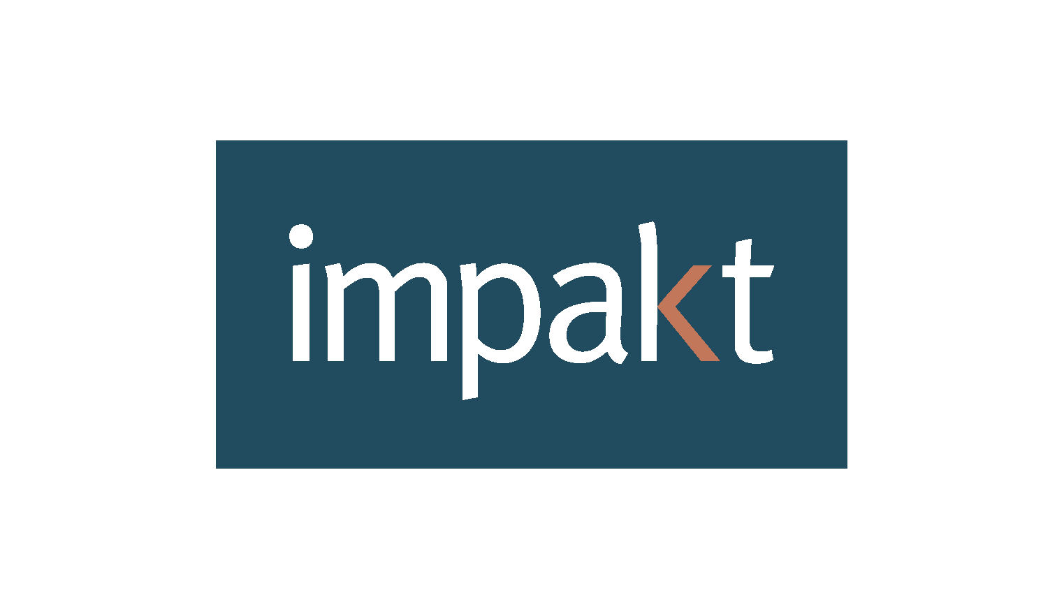 A logo for a company called impakt on a blue background.