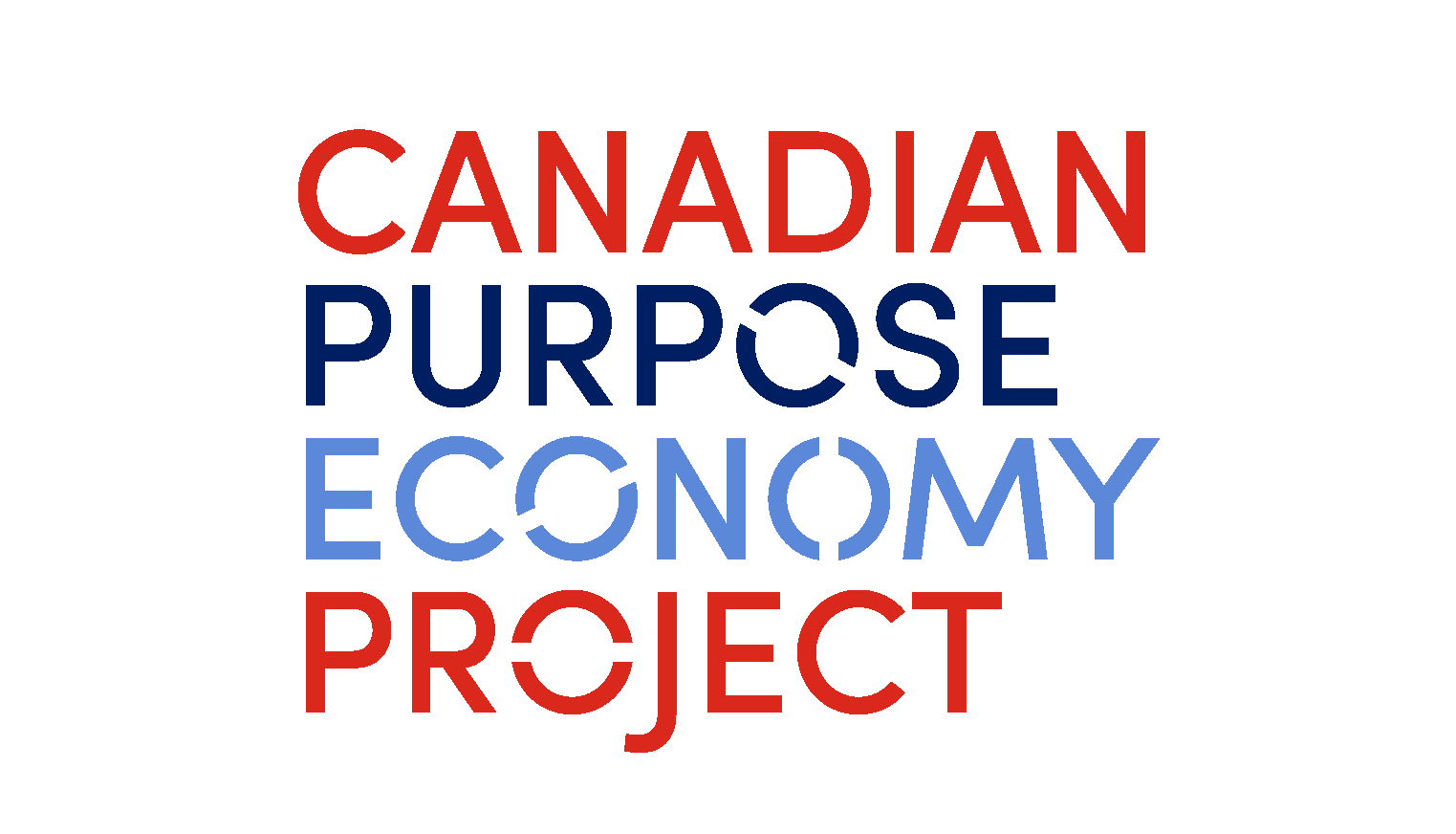 The logo for the canadian purpose economy project is red , blue and white.