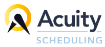 Acuity Scheduling logo with gold circle, dark blue 