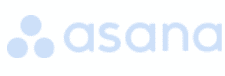 Asana logo: three light blue dots and the word 