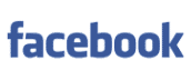 Facebook logo in blue text.
