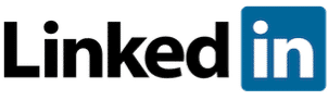 LinkedIn logo with text and blue square icon.