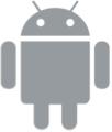 Android robot icon, gray, standing with a head, body, arms, and legs.