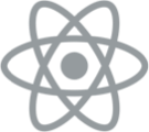 React logo, gray atom-like symbol.