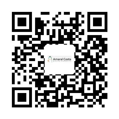 Um código qr para amaral costa é mostrado em um fundo branco.