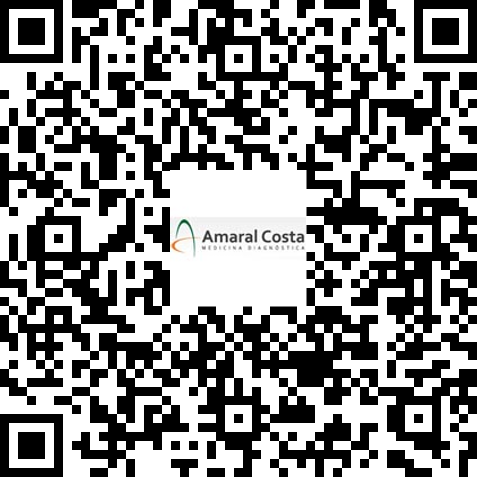 Um código qr para amaral costa é mostrado em preto e branco.