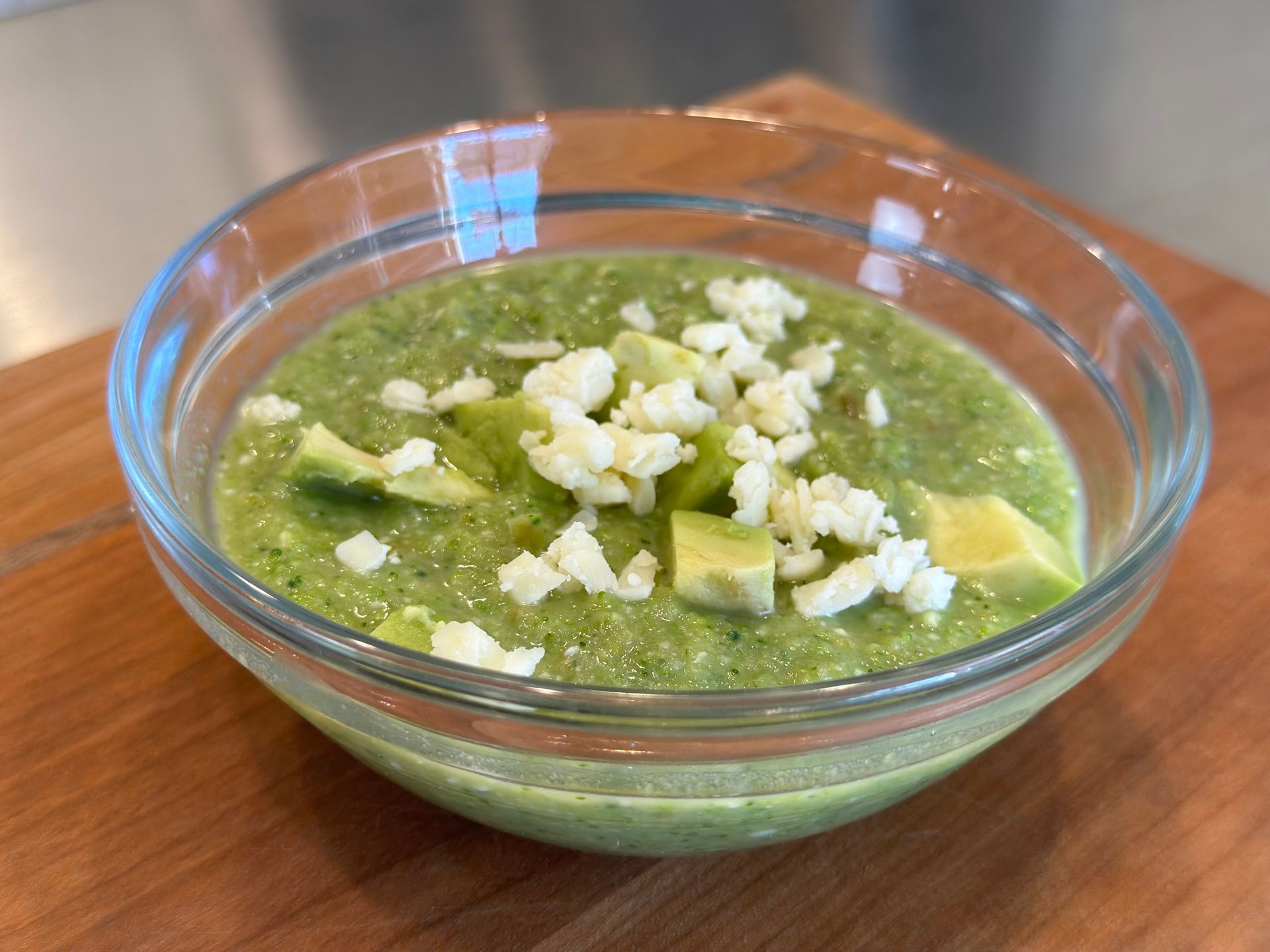 Broccoli soup with Cactus and Gruyère Cheese