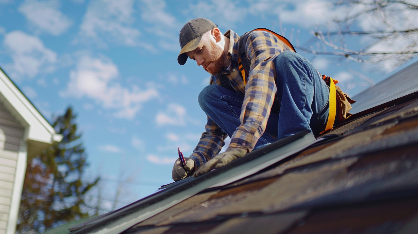 professional roofing contractor conducting a regular spring roof inspection
