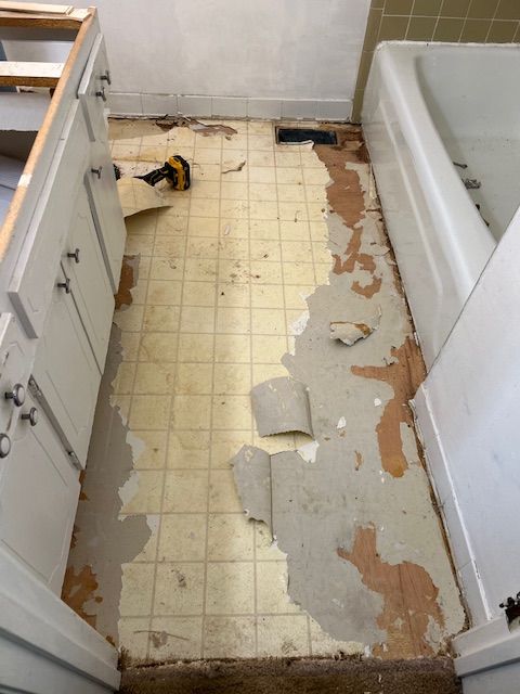 Bathroom tearout of vanity and floors