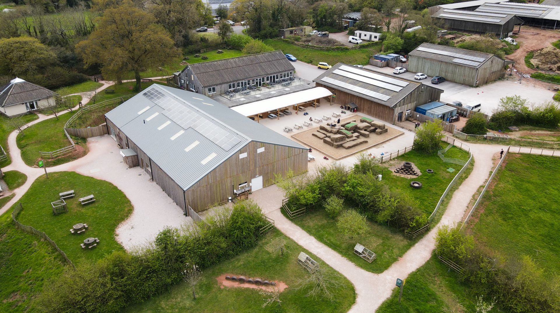 Drone / Bird shot of Occombe Farm from above 