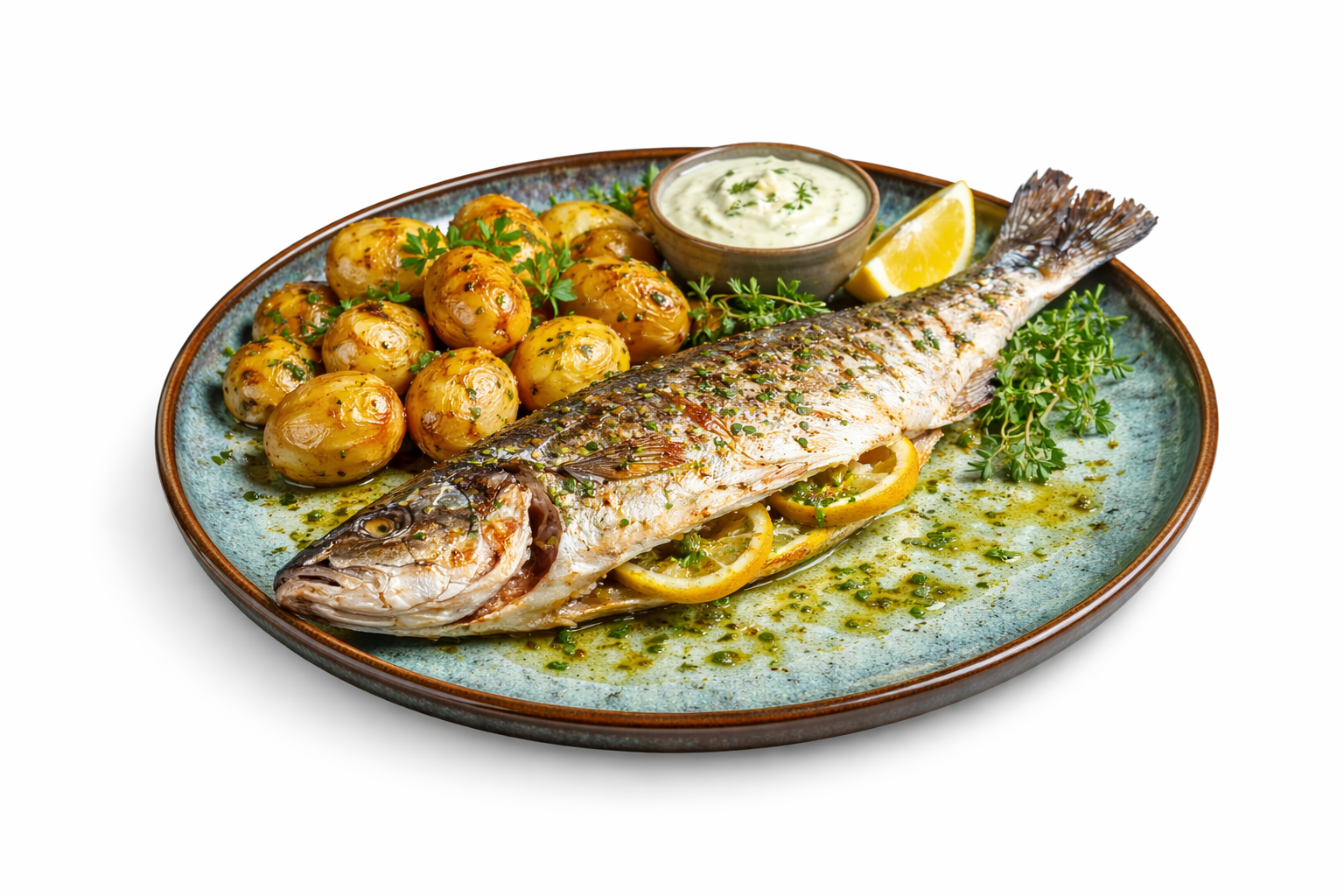 Wolfsbarsch im Beachrestaurant Amore & Friends am Lido Aurora in Peschici