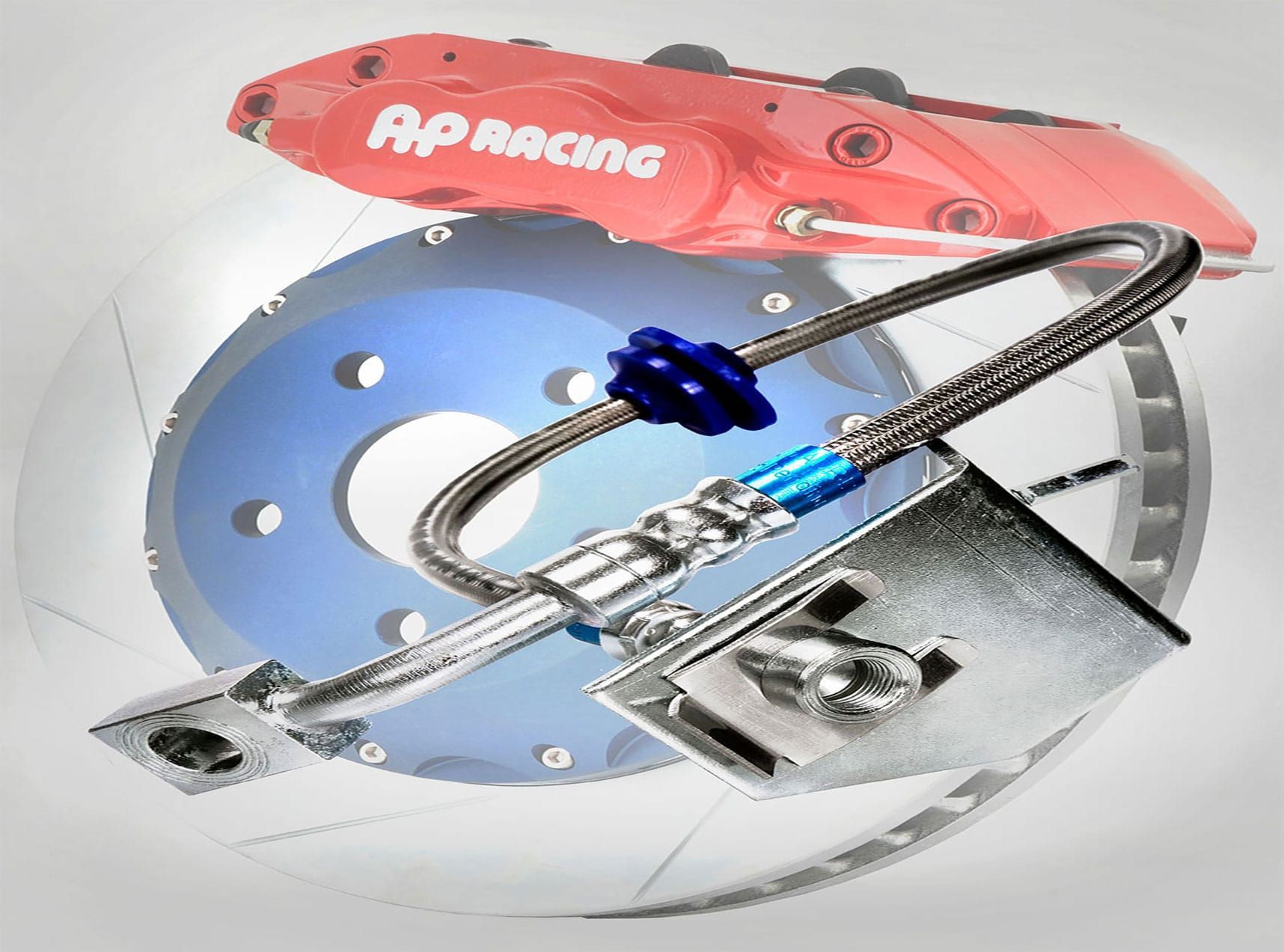 A red ap racing brake with a hose attached to it — Wodonga Brake & Clutch In Wodonga, VIC