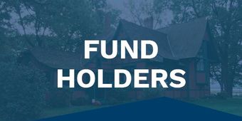 The word fund holders is on a blue background with a house in the background.