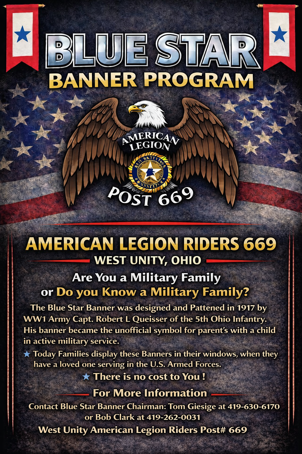 Banner with the American Flag in the background and a picture of Reno D. Smith.