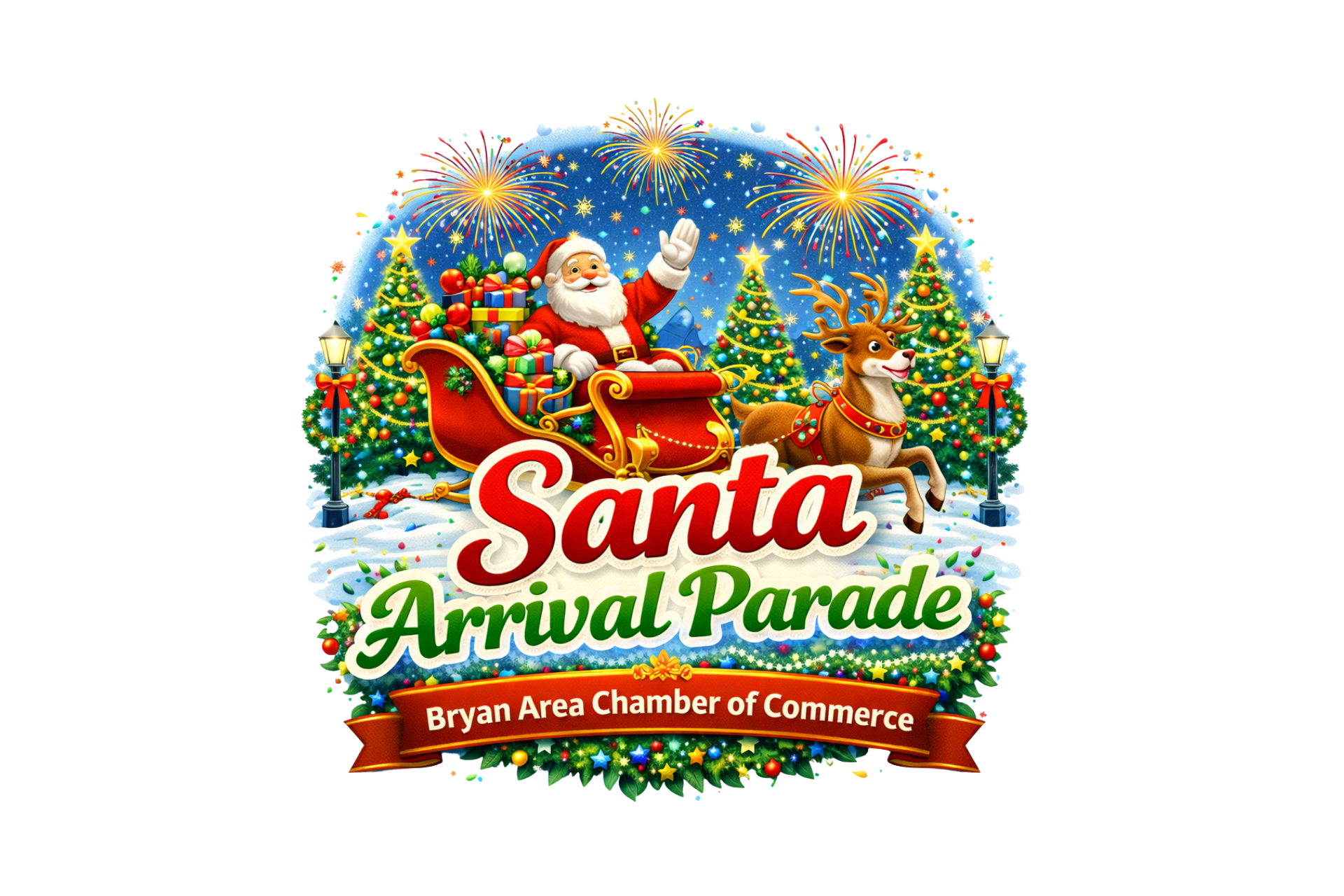 Logo for the Bryan Area Chamber of Commerce Santa Arrival Parade