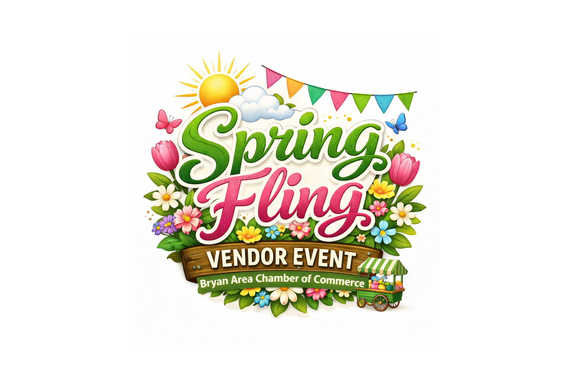 Spring Fling vendor event logo with spring flowers