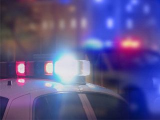 Blurred police lights.