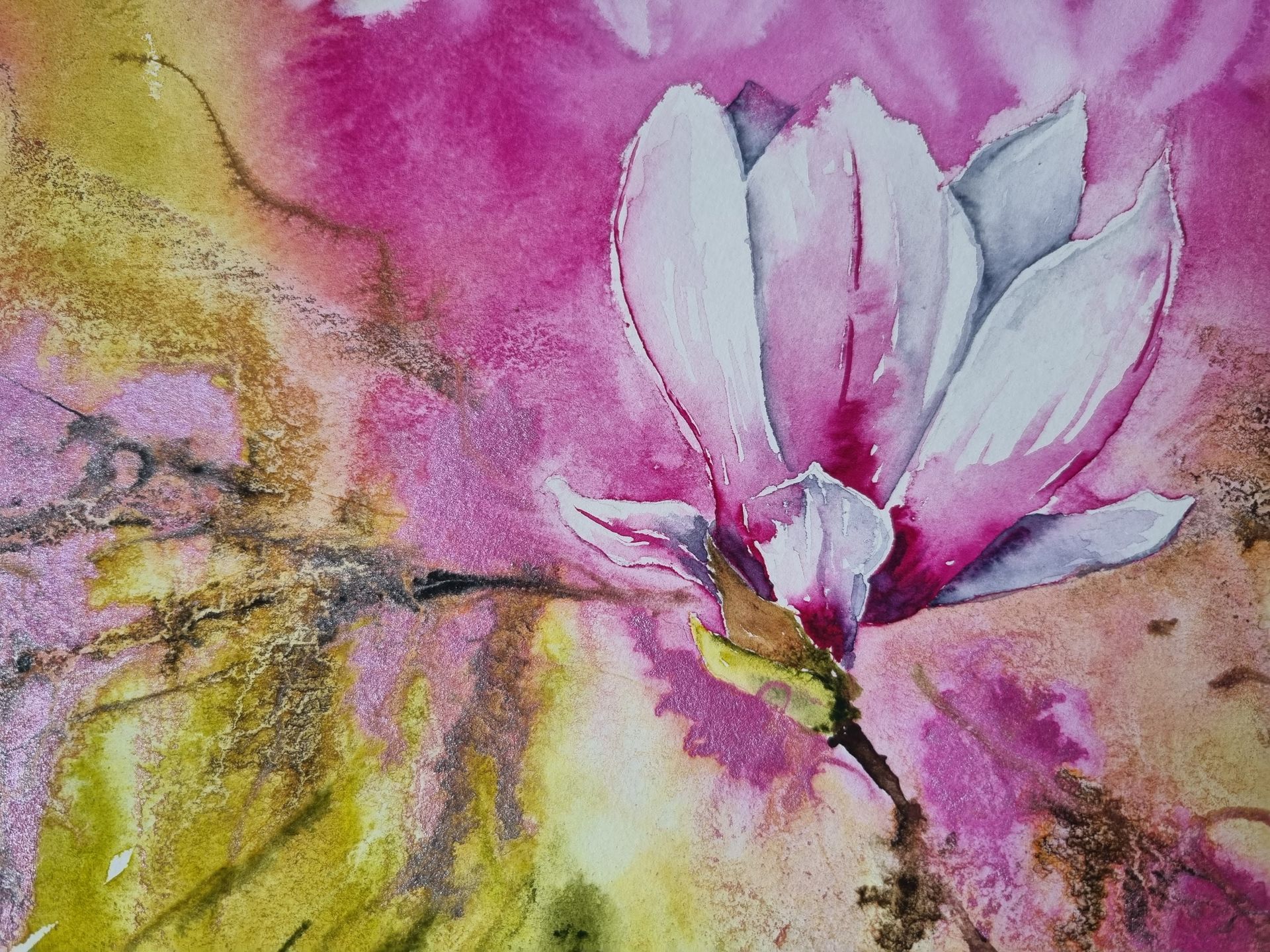 Watercolour ink magnolia