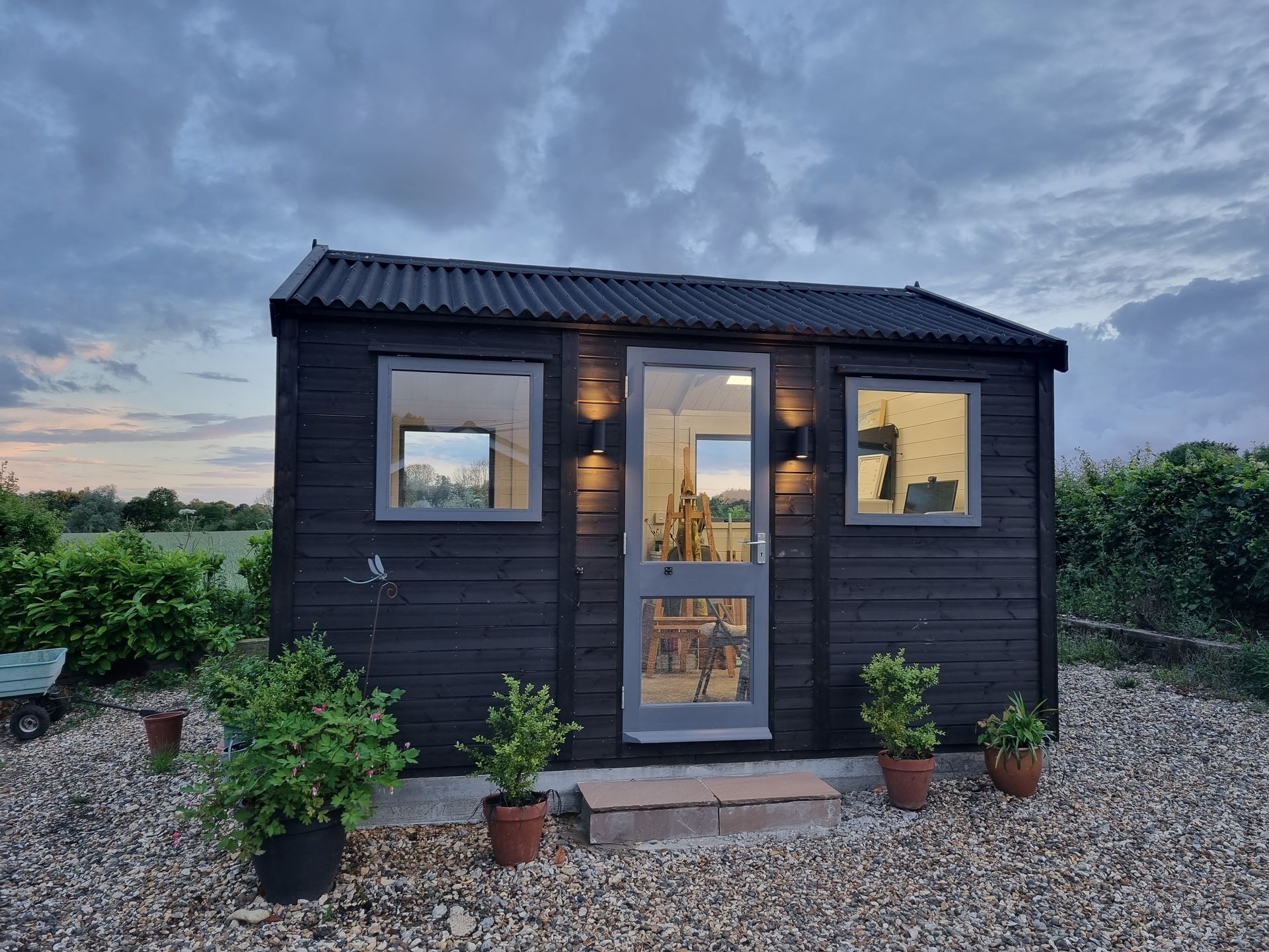 Evening at Dunnock Studio. 