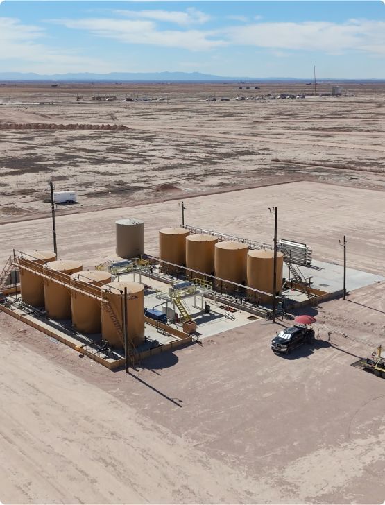 An aerial view of a chemical plant in the desert